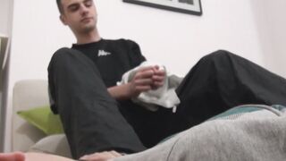 Foot fetish gay Moonek Sneaker hard banging tattooed twink