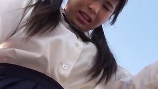 Asian schoolgirl outdoor voyeur close up vibrator pussy play