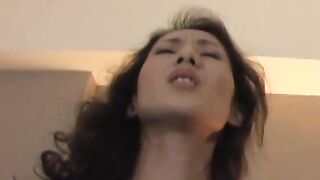 Sexy Japanese babe rides big cock after hot pussy fingering