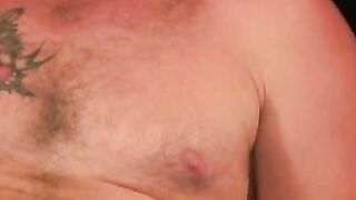 Mature gay dude jerks off and shoots his load on the plate