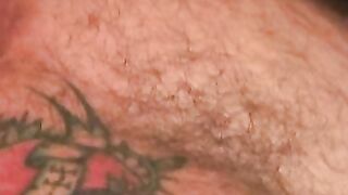 Mature gay dude jerks off and shoots his load on the plate