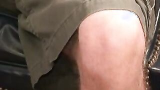 Mature gay dude jerks off and shoots his load on the plate