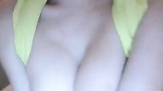 Hot Chick with big tits fingering her pussy