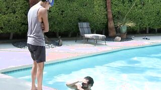 Jaxton dragged Marco into the pool to suck his sexy dick