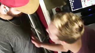 Bearded alt stud feeds his blond lover with cock and cum