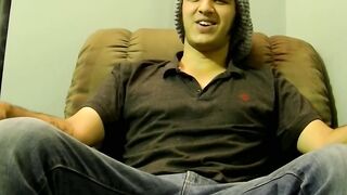 The dude is about to earn some money by jacking it off