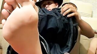 Jocks jerking off next to each other with toe focused shots