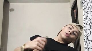Pretty twink Zalar sprays loads of sticky cum in kinky solo