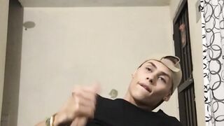 Pretty twink Zalar sprays loads of sticky cum in kinky solo