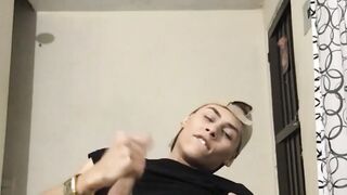 Pretty twink Zalar sprays loads of sticky cum in kinky solo