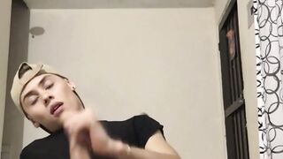 Pretty twink Zalar sprays loads of sticky cum in kinky solo