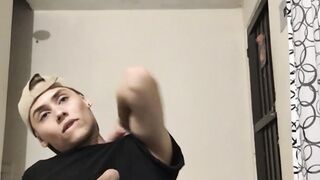 Pretty twink Zalar sprays loads of sticky cum in kinky solo