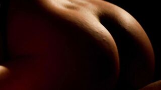 Lustful couple practices slow making out before sensual sex