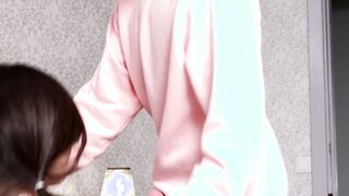 Nerdy teen with glasses facialized after serious sex time