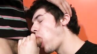 Charming young homo Skylar jacks off solo after interview