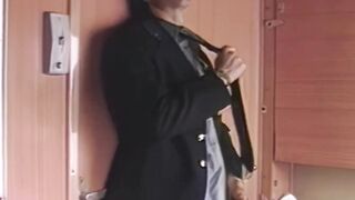 Train employee Eugen sneaks to jerk off his horny cock