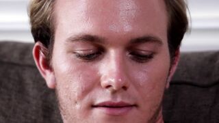 Attractive gay dude with sweet tattoos masturbates solo