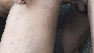 Ebony straight guy banged outdoor in threesome by Latin gays