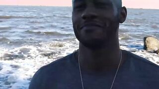 Ebony straight guy banged outdoor in threesome by Latin gays