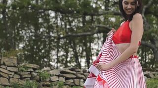 Natural tits brunette Sade Mare outdoor sensual teasing