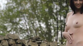 Natural tits brunette Sade Mare outdoor sensual teasing