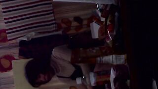 Adorable Japanese pissing on the floor and then cleaning up