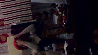 Adorable Japanese pissing on the floor and then cleaning up