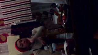 Adorable Japanese pissing on the floor and then cleaning up