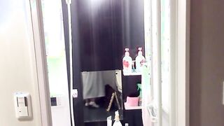 Adorable Japanese pissing on the floor and then cleaning up