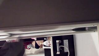 Adorable Japanese pissing on the floor and then cleaning up