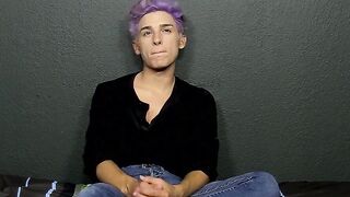Cute twink whines for us and plays with his big fat dong