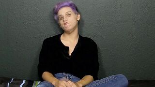 Cute twink whines for us and plays with his big fat dong