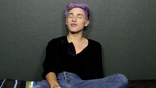 Cute twink whines for us and plays with his big fat dong