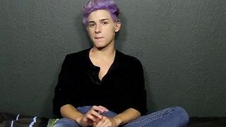 Cute twink whines for us and plays with his big fat dong