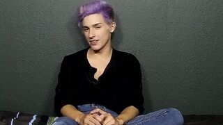 Cute twink whines for us and plays with his big fat dong