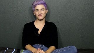 Cute twink whines for us and plays with his big fat dong