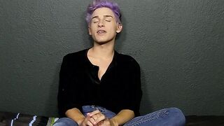 Cute twink whines for us and plays with his big fat dong