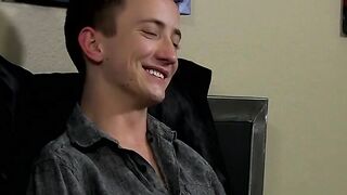 Before dildoing his ass the charming young man was interviewed