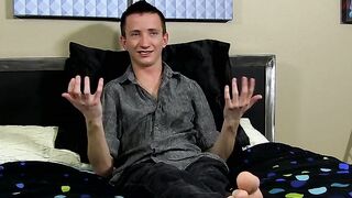 Before dildoing his ass the charming young man was interviewed