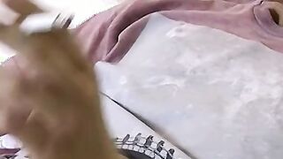 Chainsmoker twink makes a mess by spilling his cum