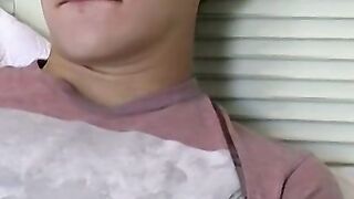 Chainsmoker twink makes a mess by spilling his cum