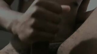 Handsome amateur exercising his BBC in masturbation solo