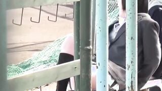 Japanese schoolgirls pissing and having fun in public