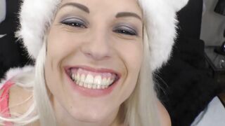 Santas little helper blows and rides rock solid dick in POV
