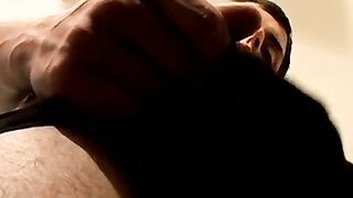 Skinny gay amateur jacks off his cock and cums in his undies