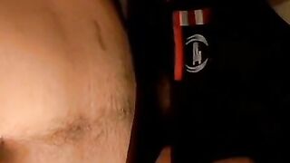 Skinny gay amateur jacks off his cock and cums in his undies