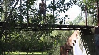 Young latino barebacked into cumming by daddy outdoors