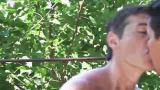 Young latino barebacked into cumming by daddy outdoors