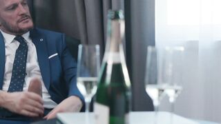 Two hung hunks DP fuck a hot dark haired Eurobabe