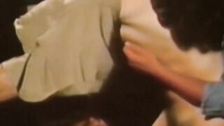 Retro gay video of hunky men bareback breeding in threesome